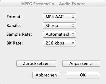 Audio Export Settings